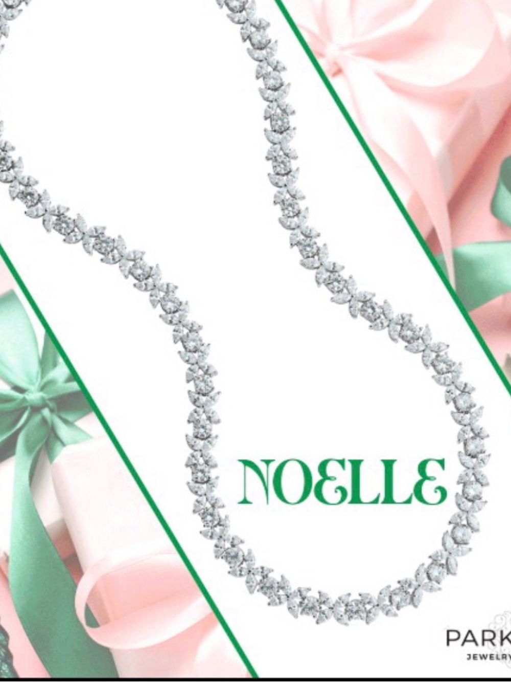 Park Lane Noelle Sparkling Silver Necklace White Crystal Tennis